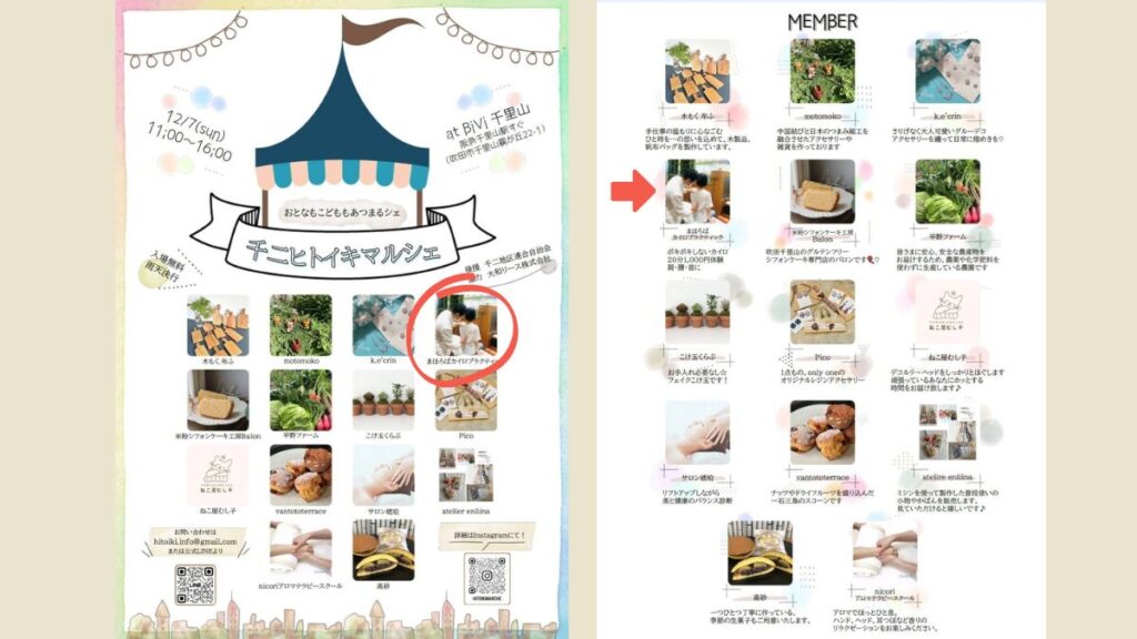 ビビ千里山のヒトイキマルシェにてまほろばカイロの施術体験会開催。